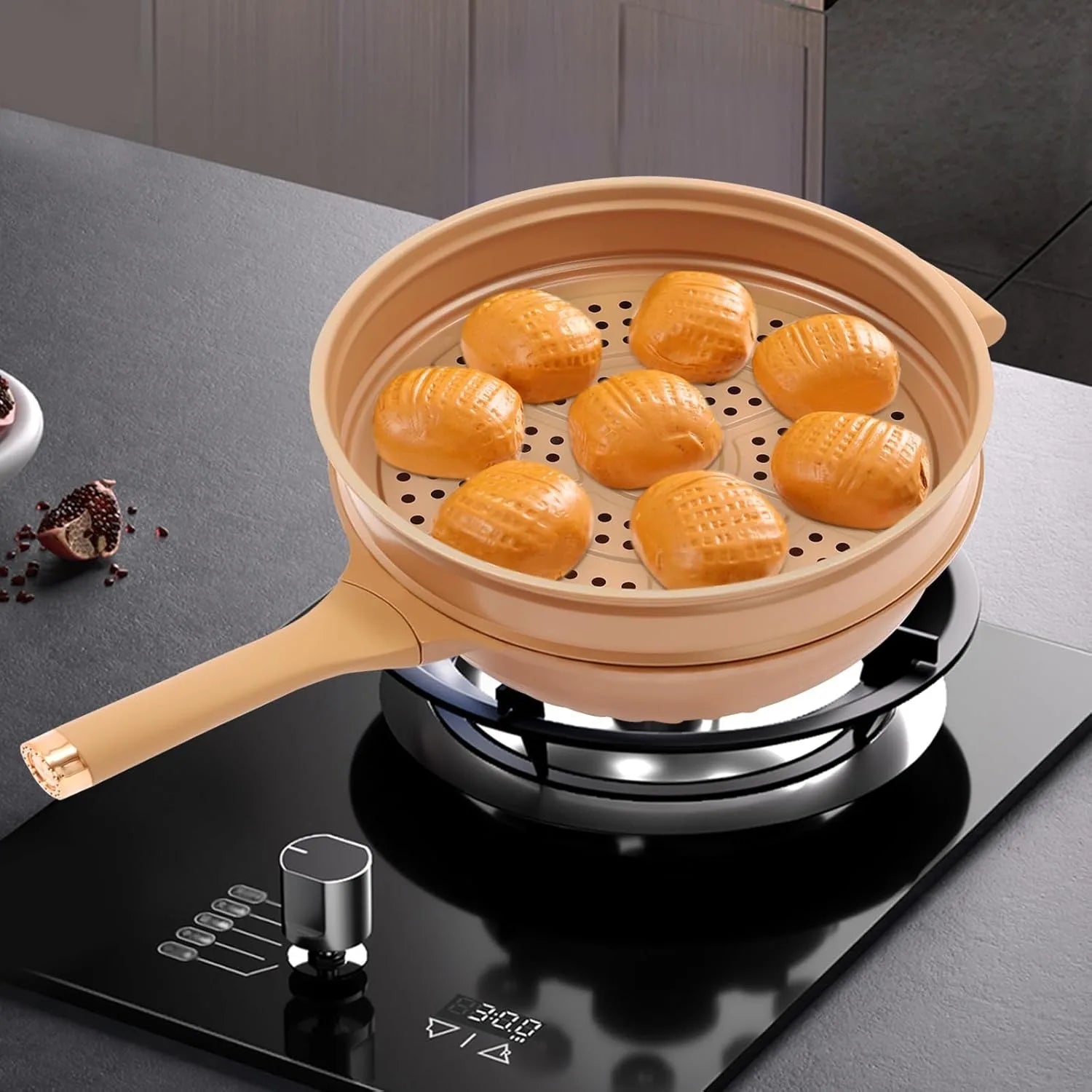 Micro Pressure Cooker with Steamer Basket, Non-Stick Clay Pot