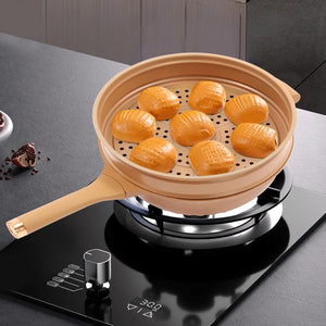 Micro Pressure Cooker with Steamer Basket, Non-Stick Clay Pot