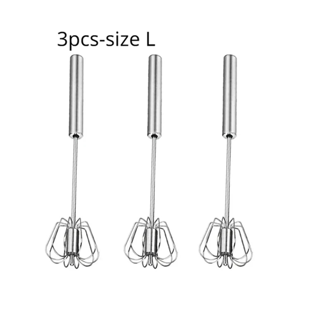 Semi Automatic Mixer Whisk Egg Beater Stainless Steel Manual Hand Mixer Self-Turning Cream Utensils