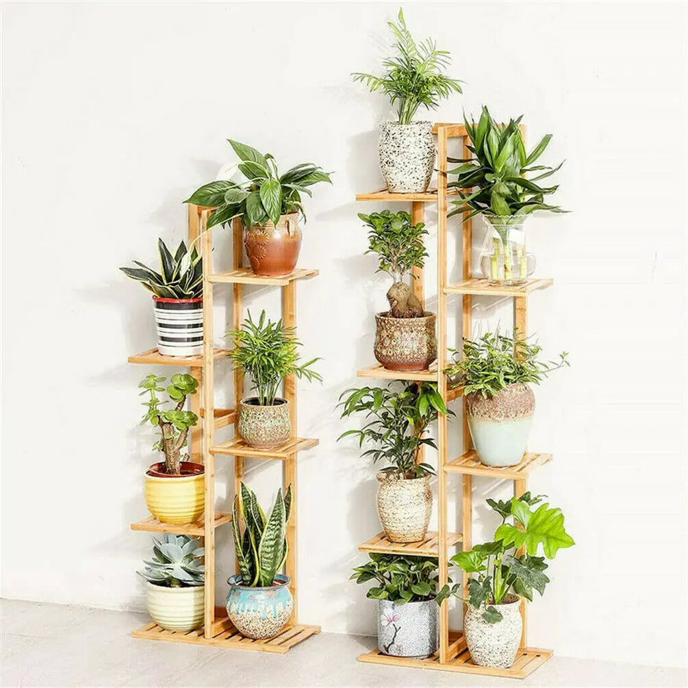 Bamboo 5 / 6  Tier  Plant Stand Rack Multiple Flower Pot Holder Shelf Indoor Outdoor Planter Display Shelving Unit for Patio