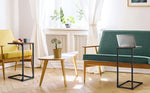 2-Pack C-Shaped Side Table Slim Wood Look Accent Furniture with Metal Frame,Ideal for Small Spaces,Living Room and Bedroom