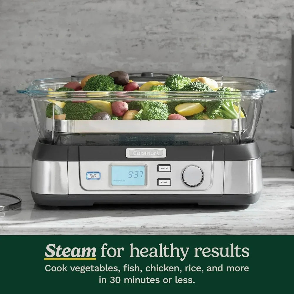 STM-1000 Cook Fresh Digital Glass Steamer, One Size, Stainless Steel