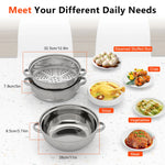 Steamer Cooker 3 Tier Steam Pot KIT Stainless Steel Kitchen Cookware Hot Pot + Glass Lid