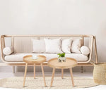 Round Coffee Table Set of 2, Natural Boho Coffee Table, Small Mid Century Modern Rattan Coffee Table, Boho Side Table End Tables
