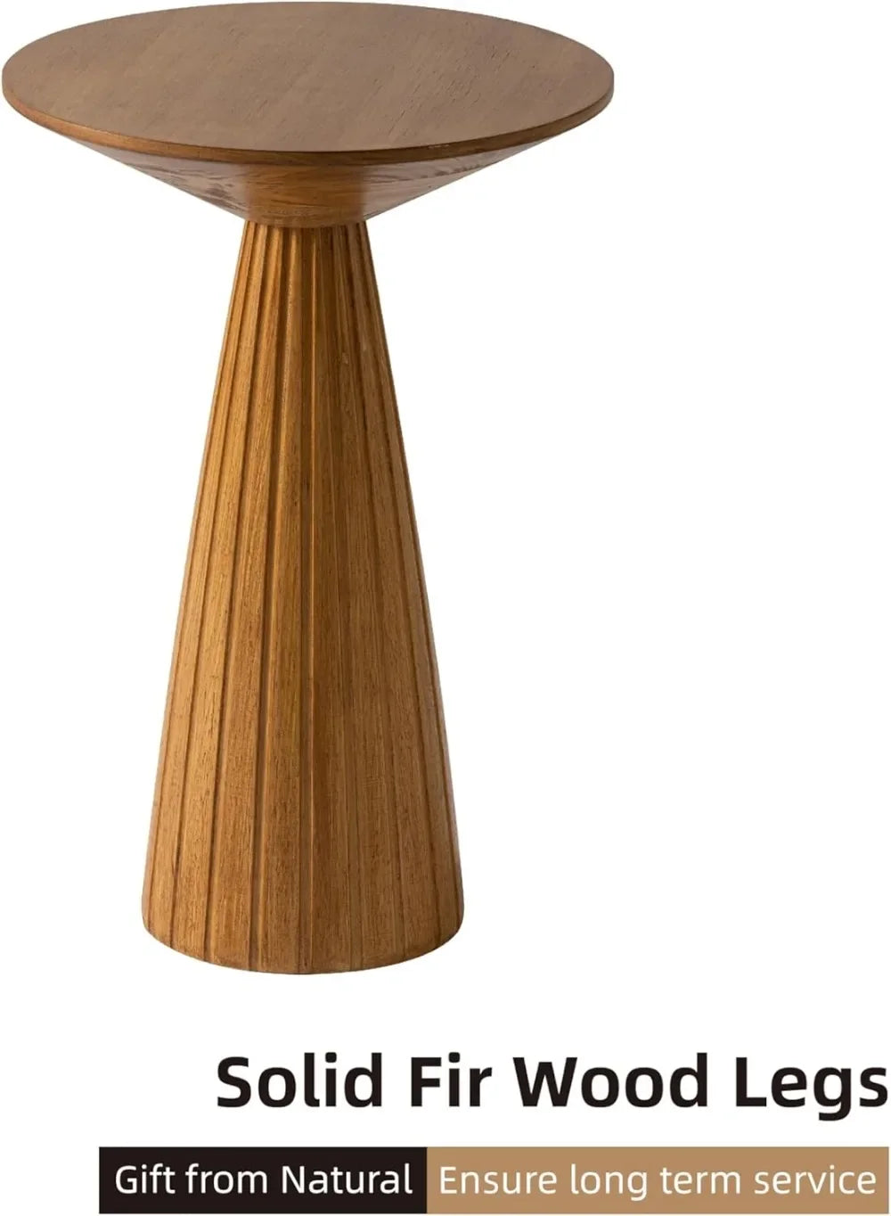 Pedestal Small Drink Table Round Martini Table Wood Plant Stand End Table for Small Space Living Room, Bedroom, Walnut