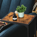 2-Pack C-Shaped Side Table Slim Wood Look Accent Furniture with Metal Frame,Ideal for Small Spaces,Living Room and Bedroom