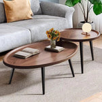 Mid Century Modern Coffee Table, Oval+ Round Side Table Set for Living Room, Bedroom,Small Space