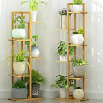 Bamboo 5 / 6  Tier  Plant Stand Rack Multiple Flower Pot Holder Shelf Indoor Outdoor Planter Display Shelving Unit for Patio