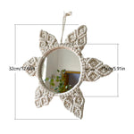 Hand Woven Hanging Decorative Mirror Bohemian Cotton Rope Braided Leaf Tassel Mirror Living Room Decor Macrame Tapestry Mirrors