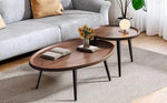 Mid Century Modern Coffee Table, Oval+ Round Side Table Set for Living Room, Bedroom,Small Space