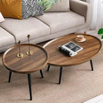 Mid Century Modern Coffee Table, Oval+ Round Side Table Set for Living Room, Bedroom,Small Space