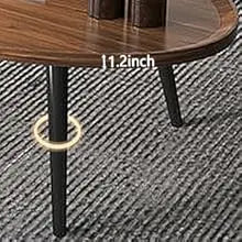 Mid Century Modern Coffee Table, Oval+ Round Side Table Set for Living Room, Bedroom,Small Space