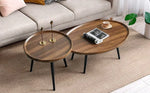 Mid Century Modern Coffee Table, Oval+ Round Side Table Set for Living Room, Bedroom,Small Space