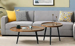 Mid Century Modern Coffee Table, Oval+ Round Side Table Set for Living Room, Bedroom,Small Space