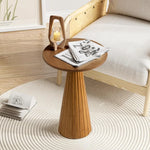 Pedestal Small Drink Table Round Martini Table Wood Plant Stand End Table for Small Space Living Room, Bedroom, Walnut