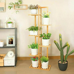 Bamboo 5 / 6  Tier  Plant Stand Rack Multiple Flower Pot Holder Shelf Indoor Outdoor Planter Display Shelving Unit for Patio