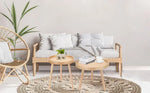 Round Coffee Table Set of 2, Natural Boho Coffee Table, Small Mid Century Modern Rattan Coffee Table, Boho Side Table End Tables