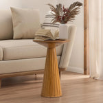 Pedestal Small Drink Table Round Martini Table Wood Plant Stand End Table for Small Space Living Room, Bedroom, Walnut
