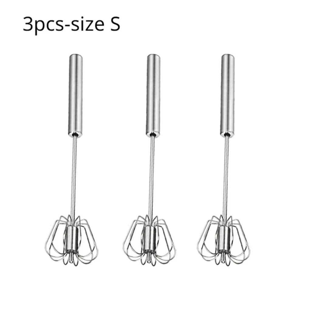 Semi Automatic Mixer Whisk Egg Beater Stainless Steel Manual Hand Mixer Self-Turning Cream Utensils