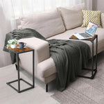 2-Pack C-Shaped Side Table Slim Wood Look Accent Furniture with Metal Frame,Ideal for Small Spaces,Living Room and Bedroom