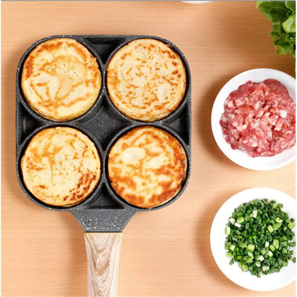 4 Hole Thickened Nonstick Egg Omelette Grilled Steak Cooking Pan Hamburger Bread Breakfast Maker Induction Cookware Omelet Pan