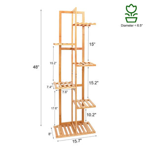 Bamboo 5 / 6  Tier  Plant Stand Rack Multiple Flower Pot Holder Shelf Indoor Outdoor Planter Display Shelving Unit for Patio