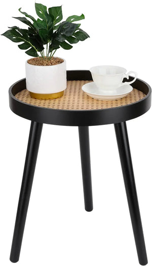 Round Coffee Table Set of 2, Natural Boho Coffee Table, Small Mid Century Modern Rattan Coffee Table, Boho Side Table End Tables