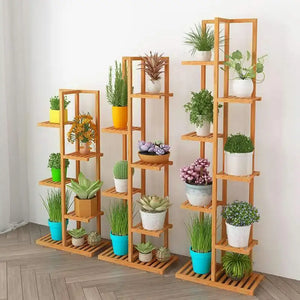 Bamboo 5 / 6  Tier  Plant Stand Rack Multiple Flower Pot Holder Shelf Indoor Outdoor Planter Display Shelving Unit for Patio