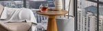 Pedestal Small Drink Table Round Martini Table Wood Plant Stand End Table for Small Space Living Room, Bedroom, Walnut