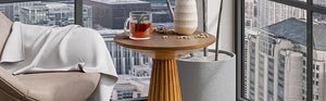Pedestal Small Drink Table Round Martini Table Wood Plant Stand End Table for Small Space Living Room, Bedroom, Walnut