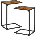 2-Pack C-Shaped Side Table Slim Wood Look Accent Furniture with Metal Frame,Ideal for Small Spaces,Living Room and Bedroom