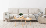 Round Coffee Table Set of 2, Natural Boho Coffee Table, Small Mid Century Modern Rattan Coffee Table, Boho Side Table End Tables