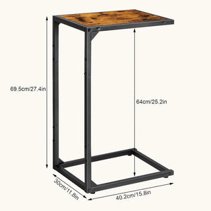 2-Pack C-Shaped Side Table Slim Wood Look Accent Furniture with Metal Frame,Ideal for Small Spaces,Living Room and Bedroom