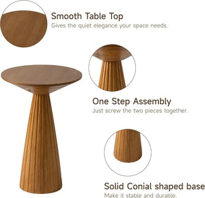 Pedestal Small Drink Table Round Martini Table Wood Plant Stand End Table for Small Space Living Room, Bedroom, Walnut